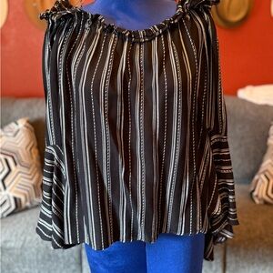Elegant Black and White Striped Blouse